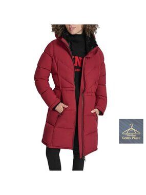 Women's Quilted Long Walker Puffer Coat Hooded Lightweight Winter Jacket
